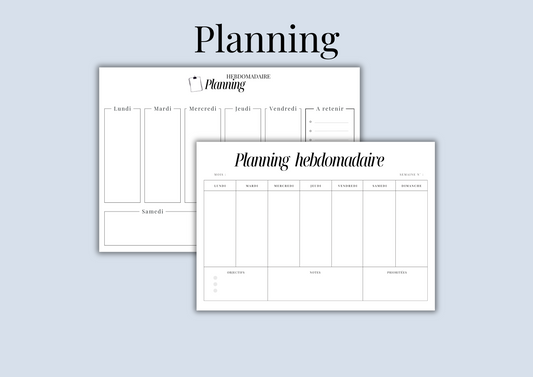 Pack de 4 Plannings Hebdomadaires Digitaux