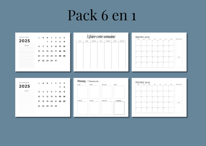 Pack Complet d’Organisation 2025 (Calendriers + Plannings)