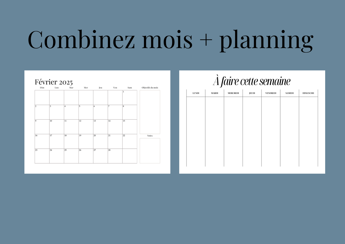 Pack Complet d’Organisation 2025 (Calendriers + Plannings)