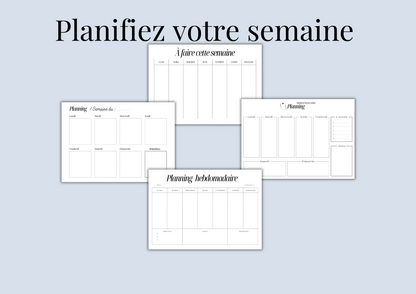 Pack de 4 Plannings Hebdomadaires Digitaux